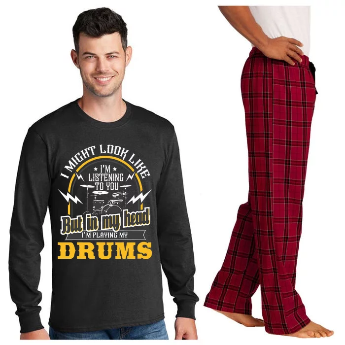 In My Head IM Playing My Drums Drummer Percussionist Long Sleeve Pajama Set