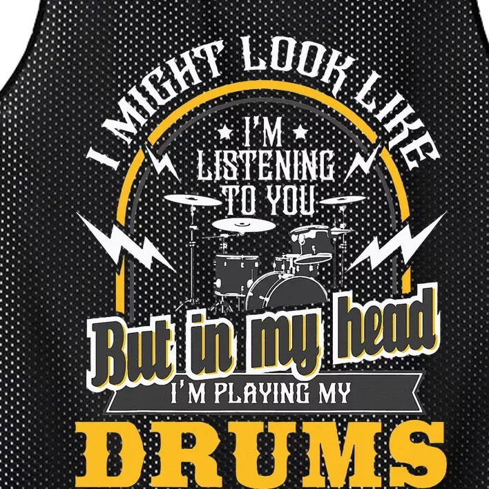 In My Head IM Playing My Drums Drummer Percussionist Mesh Reversible Basketball Jersey Tank