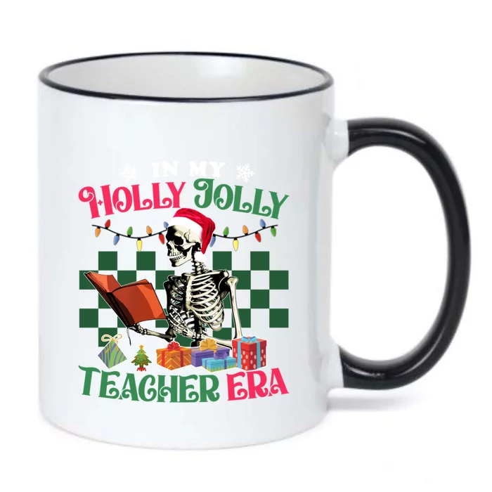 In My Holly Xmas Jolly Teacher Era Teacher Vibes Skeleton Cool Gift Black Color Changing Mug