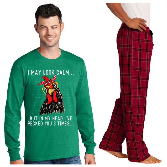 In My Head IVe Pecked You 3 Times Chicken Lover Poultry Long Sleeve Pajama Set