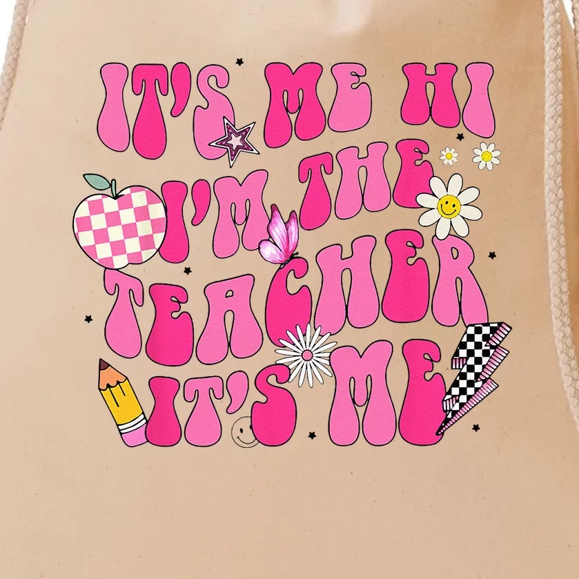 Its Me Hi Im The Teacher Its Me Back To School Retro Drawstring Bag