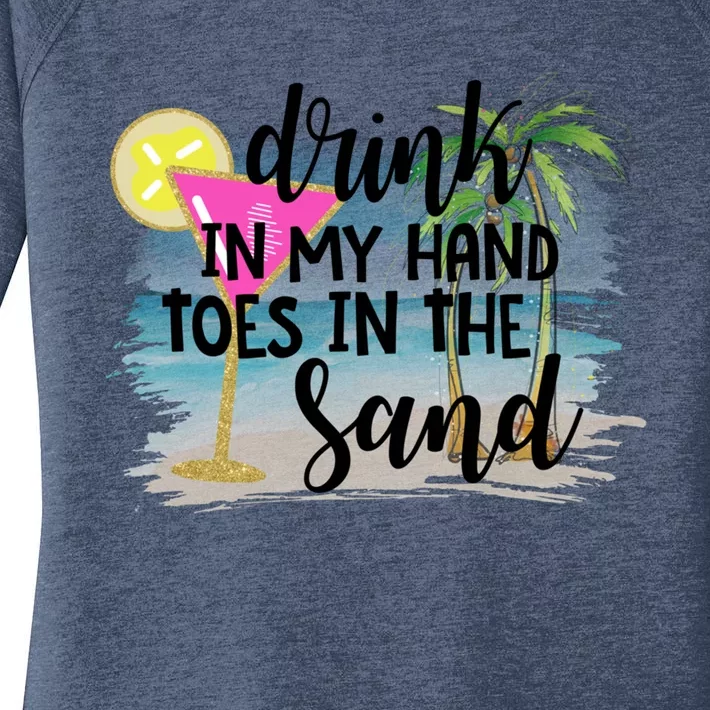 In My Hand Toes In The Sand Summer Vibes Beach Vacay Gift Women's Perfect Tri Tunic Long Sleeve Shirt