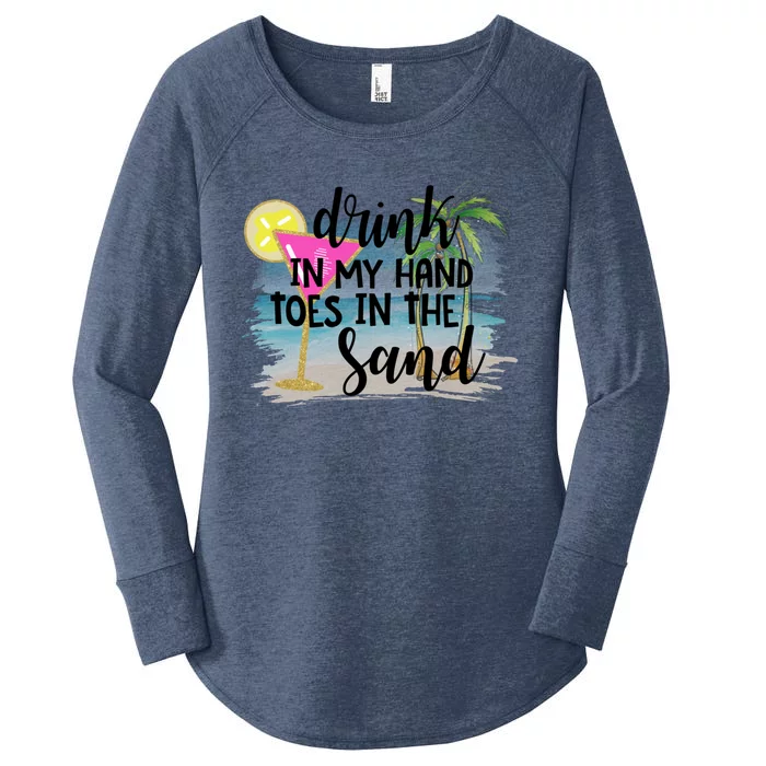 In My Hand Toes In The Sand Summer Vibes Beach Vacay Gift Women's Perfect Tri Tunic Long Sleeve Shirt