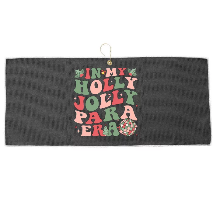 In My Holly Xmas Jolly Para Era Retro Christmas Jolly Para Large Microfiber Waffle Golf Towel