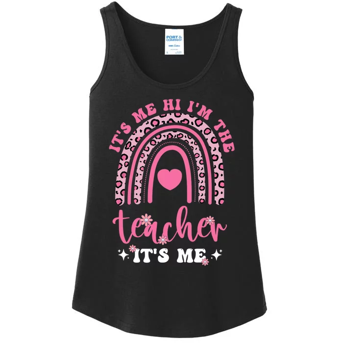 It's Me Hi I'm The Teacher It's Me Groovy Funny Teacher Ladies Essential Tank