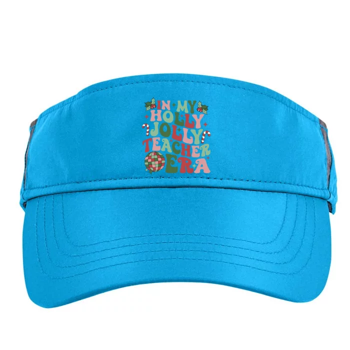 In My Holly Xmas Jolly Teacher Era Teacher Vibes Christmas Gift Adult Drive Performance Visor