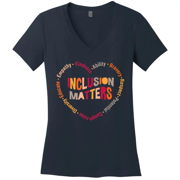 Inclusion Matters Heart Autism Awareness Special Education Women's V-Neck T-Shirt