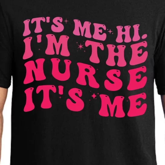 Its Me Hi Im The Nurse Its Me Pink Groovy Style Nurse Meaningful Gift Pajama Set