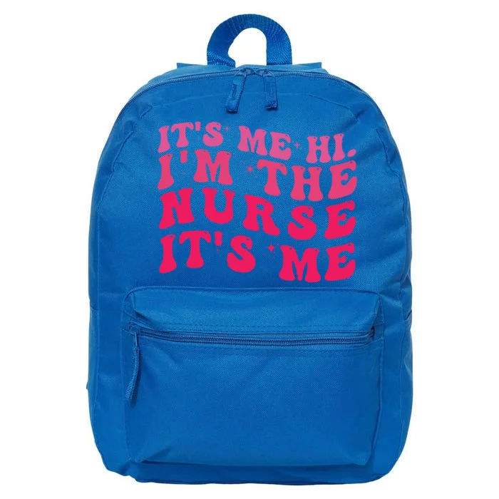 Its Me Hi Im The Nurse Its Me Pink Groovy Style Nurse Meaningful Gift 16 in Basic Backpack