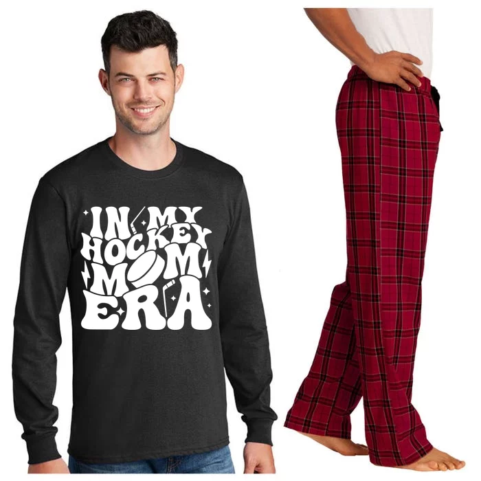 In My Hockey Mom Era Groovy Ice Hockey Mama Mother Game Day Gift Long Sleeve Pajama Set