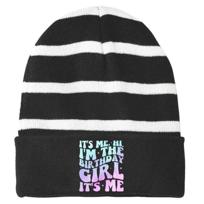 ItS Me Hi IM The Birthday Girl ItS Me Striped Beanie with Solid Band