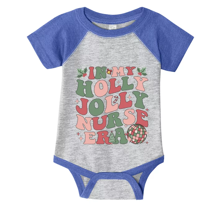 In My Holly Xmas Jolly Nurse Era Retro Christmas Jolly Nurse Gift Infant Baby Jersey Bodysuit