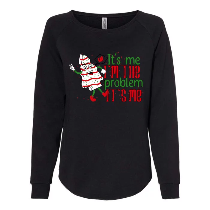 It's Me Hi I'm The Problem Funny Christmas Tree Cake Womens California Wash Sweatshirt