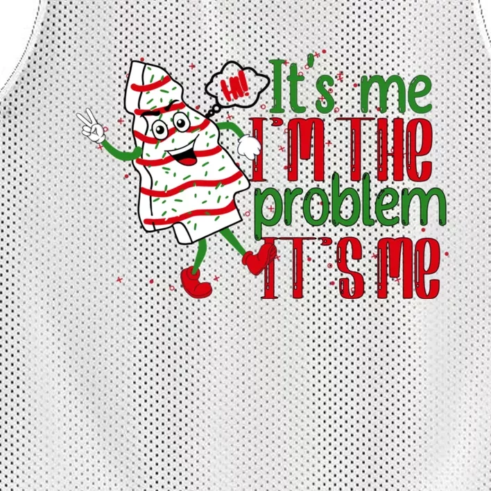 It's Me Hi I'm The Problem Funny Christmas Tree Cake Mesh Reversible Basketball Jersey Tank