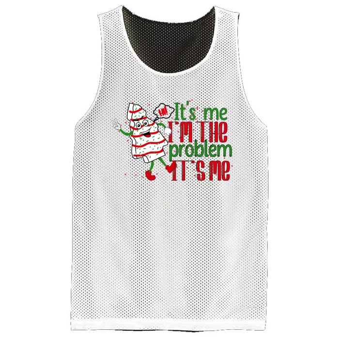 It's Me Hi I'm The Problem Funny Christmas Tree Cake Mesh Reversible Basketball Jersey Tank