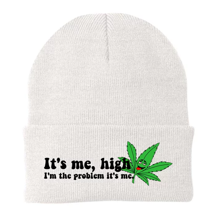 It's Me High I'm The Problem Anti Hero Funny Happy 420 Day Funny Weed Lover Knit Cap Winter Beanie