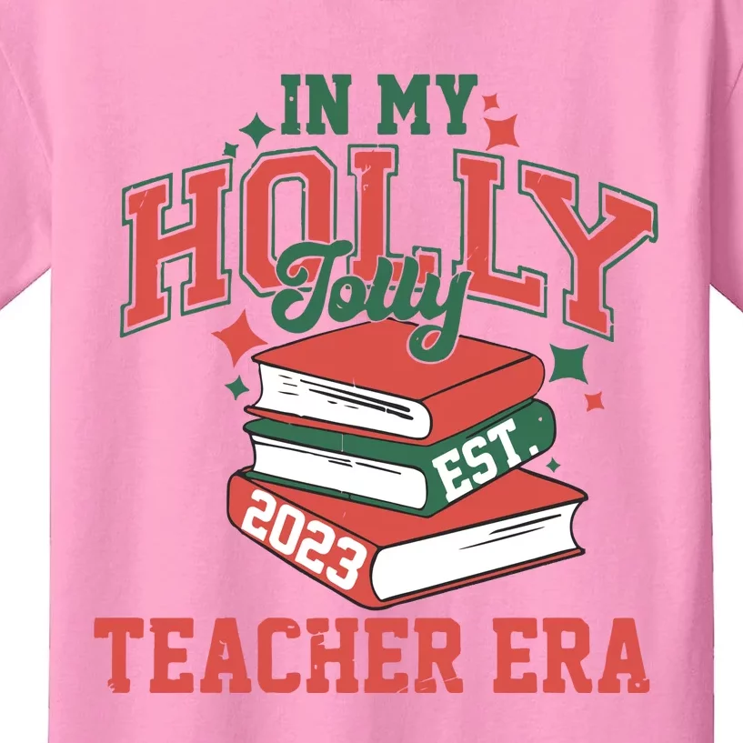 In My Holly Jolly Teacher Era Trendy Christmas Kids T-Shirt