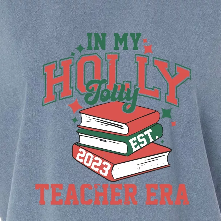 In My Holly Jolly Teacher Era Funny Christmas Garment-Dyed Women's Muscle Tee