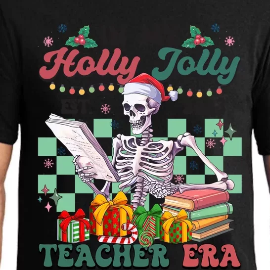 In My Hollyjolly Teacher Era Funny Skeleton Xmas Holiday Cute Gift Pajama Set