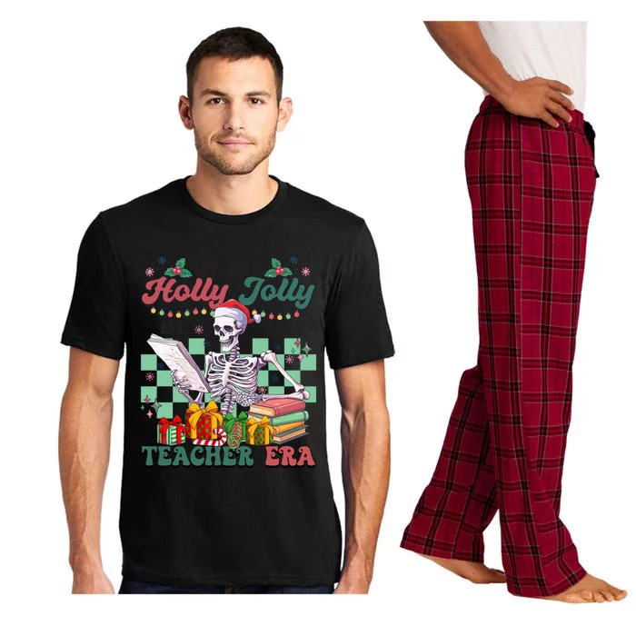 In My Hollyjolly Teacher Era Funny Skeleton Xmas Holiday Cute Gift Pajama Set