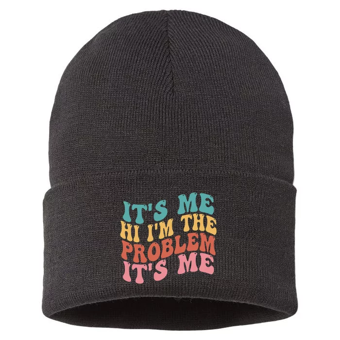 Its Me Hi I'm the Problem Its Me Groovy Retro Sustainable Knit Beanie