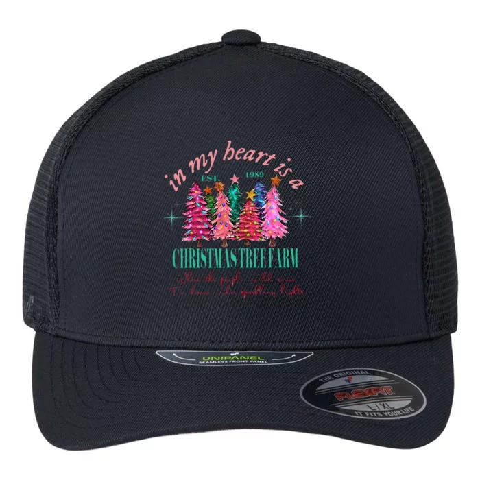 In My Heart Is A Christmas Xmas Tree Farm Vintage Flexfit Unipanel Trucker Cap