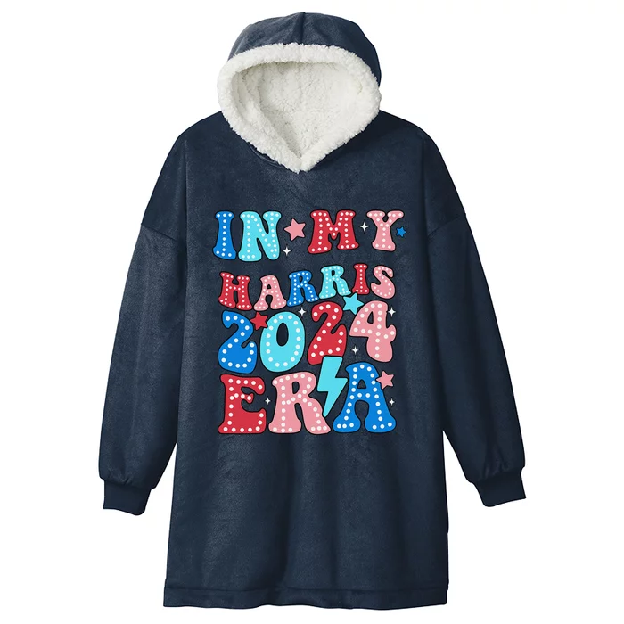 In My Harris 2024 Era Retro Groovy Vote For President Women Hooded Wearable Blanket