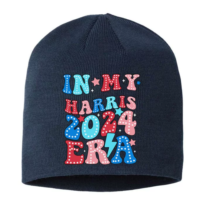 In My Harris 2024 Era Retro Groovy Vote For President Women 8 1/2in Sustainable Knit Beanie