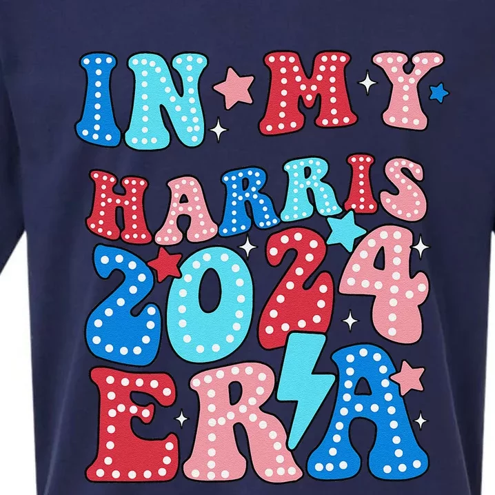 In My Harris 2024 Era Retro Groovy Vote For President Women Sueded Cloud Jersey T-Shirt