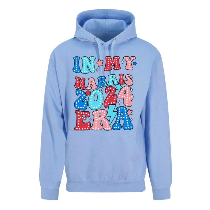 In My Harris 2024 Era Retro Groovy Vote For President Women Unisex Surf Hoodie