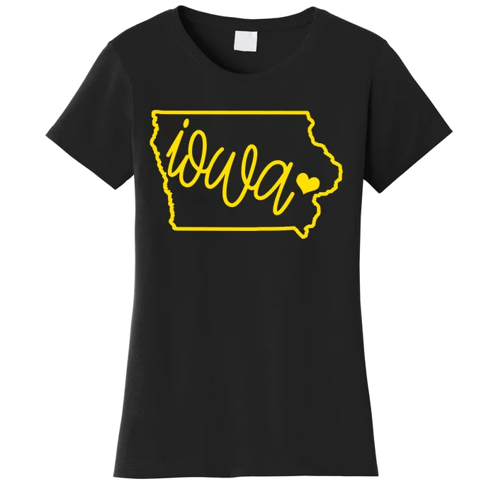 Iowa Map Iowa Lover Heaven Gold Map Women's T-Shirt