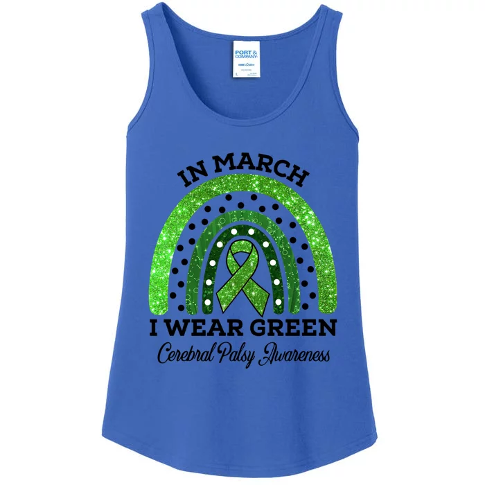 In March I Wear Green Cerebral Palsy Awareness Rainbow Gift Ladies Essential Tank