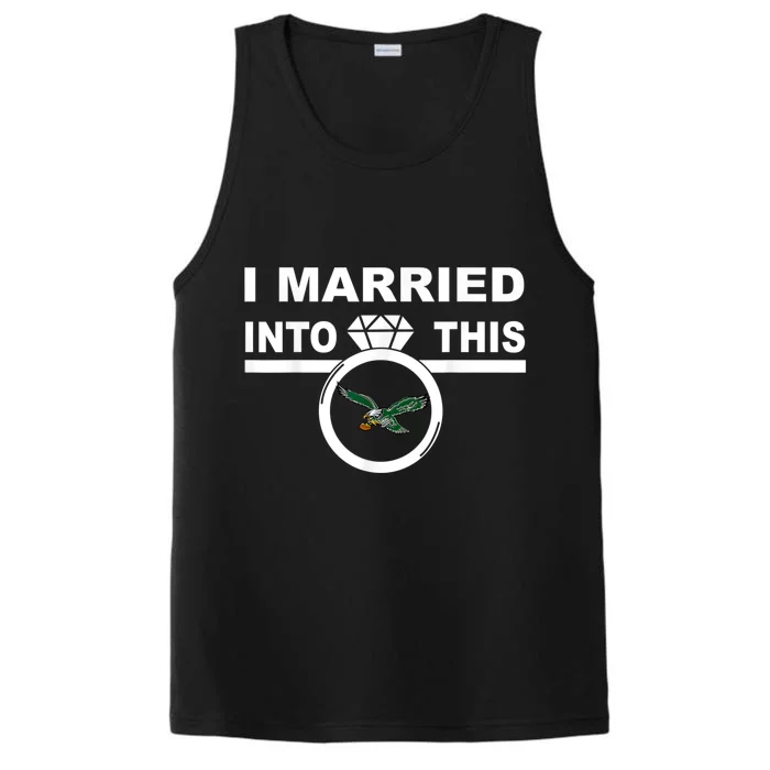 i married into this eagles design Quote apparel cool saying Performance Tank