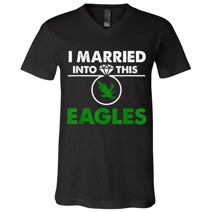 i married into this eagles design Quote apparel cool saying V-Neck T-Shirt