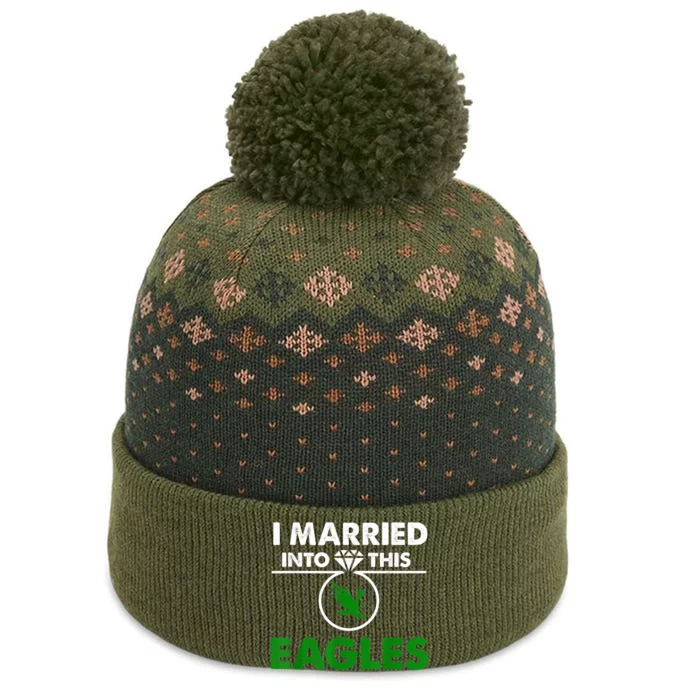 i married into this eagles design Quote apparel cool saying The Baniff Cuffed Pom Beanie