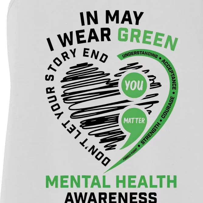 In May I Wear Green Mental Health Awareness Therapist Women's Racerback Tank