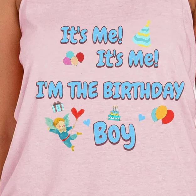 Its Me Its Me IM A Birthday B0y For SonS Birthday Party Women's Knotted Racerback Tank