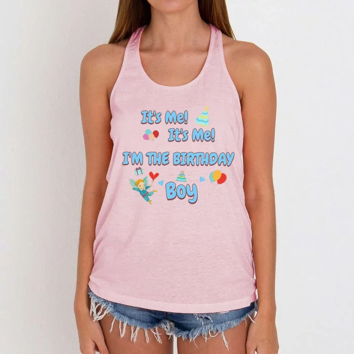 Its Me Its Me IM A Birthday B0y For SonS Birthday Party Women's Knotted Racerback Tank