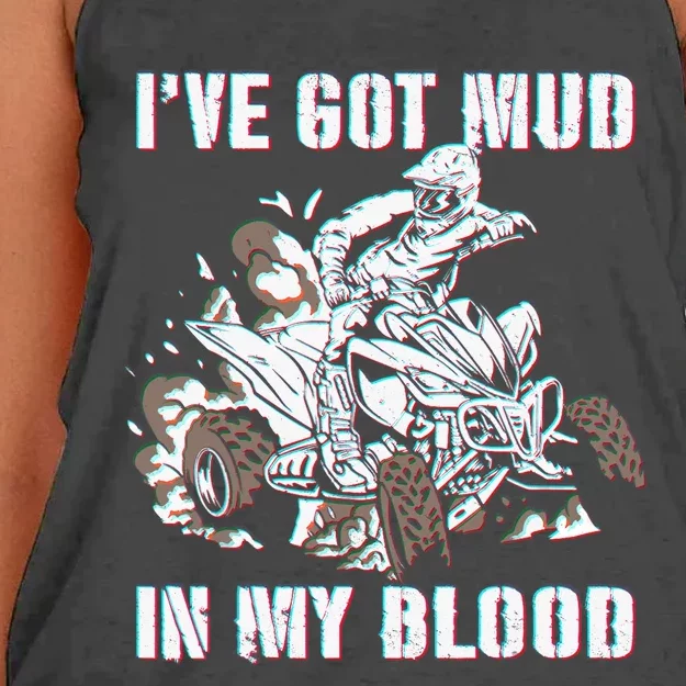 I've mud in my blood ATV dirt bike four wheeler funny quad Women's Knotted Racerback Tank