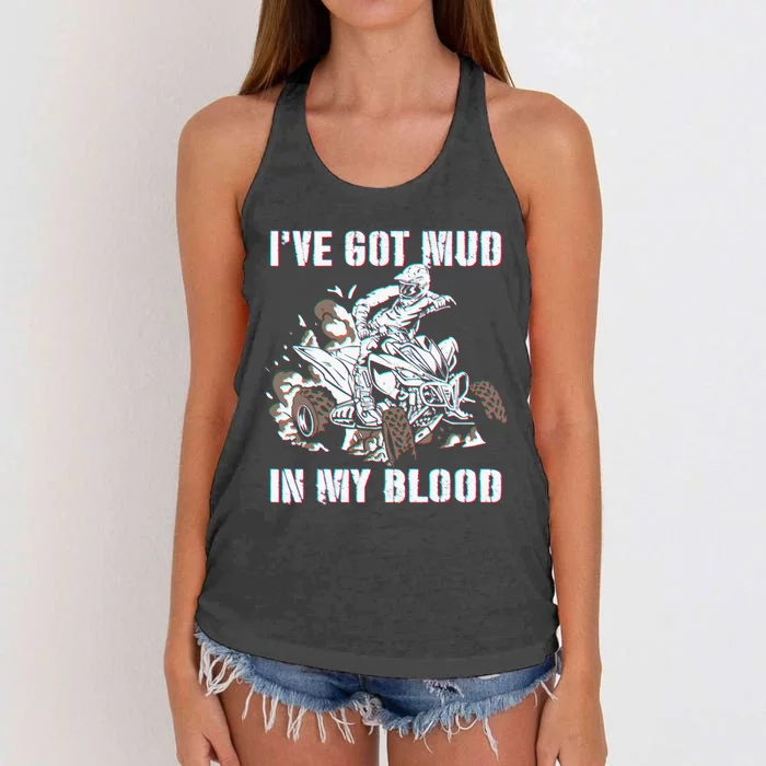 I've mud in my blood ATV dirt bike four wheeler funny quad Women's Knotted Racerback Tank