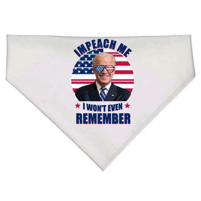 Impeach Me I Won't Even Remember Joe Biden American Flag Funny USA-Made Doggie Bandana