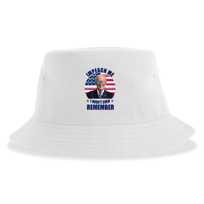 Impeach Me I Won't Even Remember Joe Biden American Flag Funny Sustainable Bucket Hat