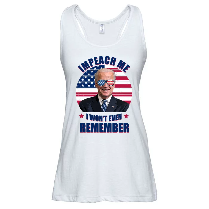 Impeach Me I Won't Even Remember Joe Biden American Flag Funny Ladies Essential Flowy Tank