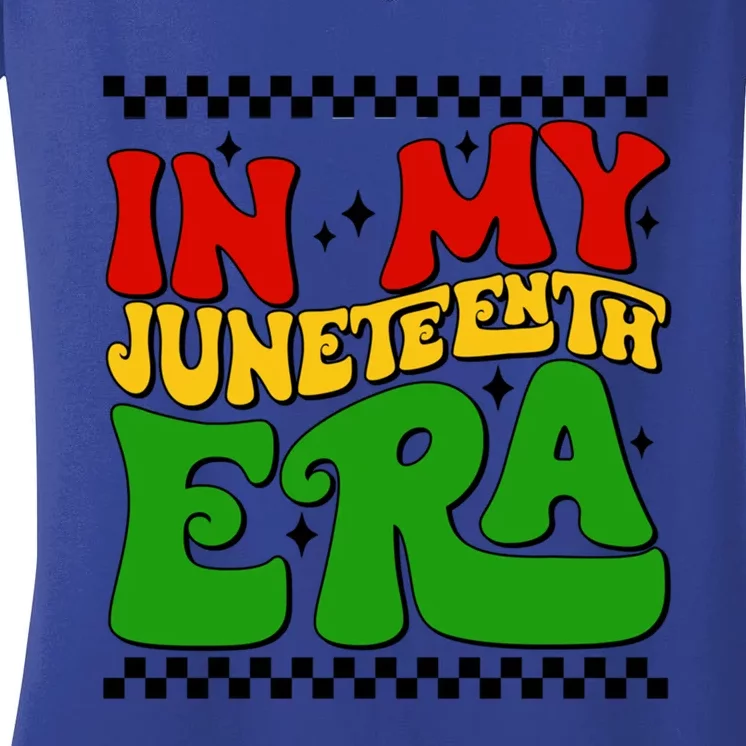 In My Junenth Era Groovy African American Gift Women's V-Neck T-Shirt