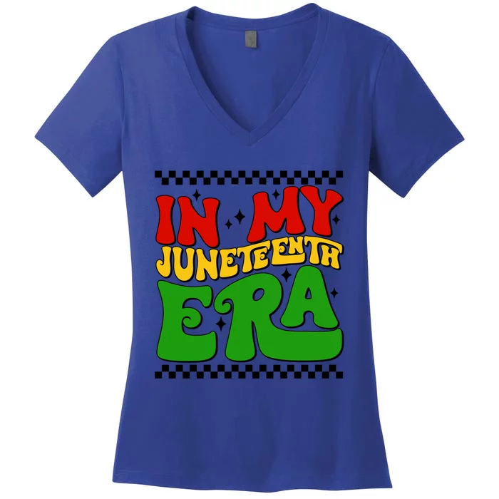 In My Junenth Era Groovy African American Gift Women's V-Neck T-Shirt