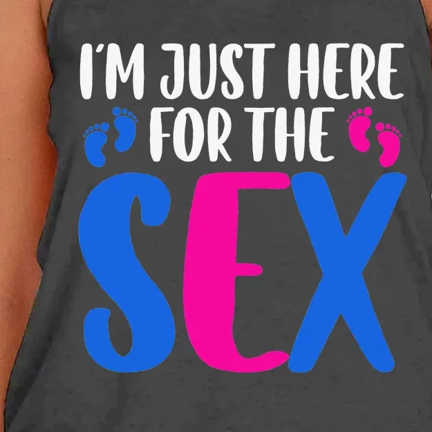 I m just here for the sex Gender Reveal Women's Knotted Racerback Tank