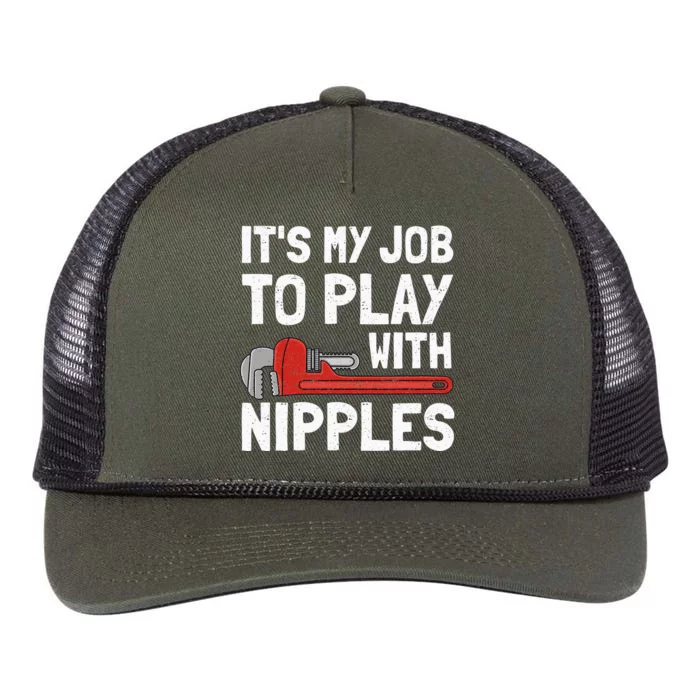 It's My Job To Play With Plumber Nipples Retro Rope Trucker Hat Cap