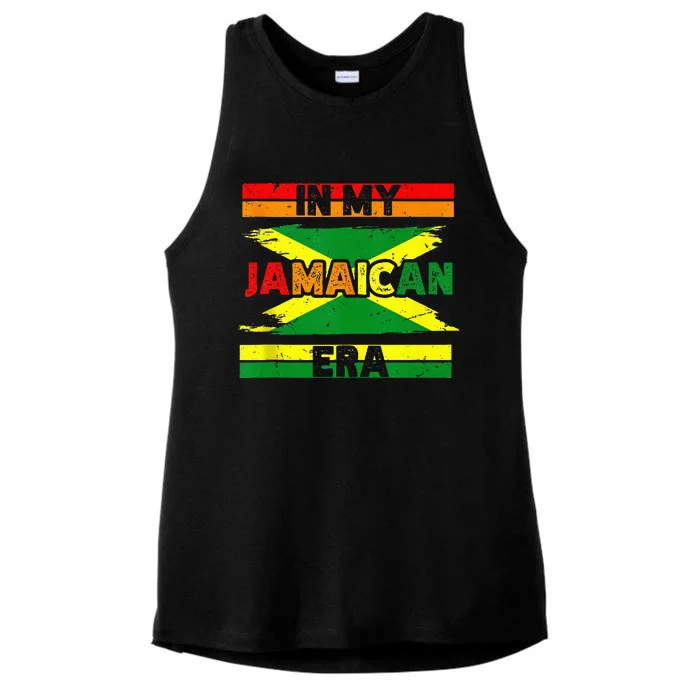 In My Jamaican Era Independence Jamaica Day Jamaican Flag Ladies Tri-Blend Wicking Tank