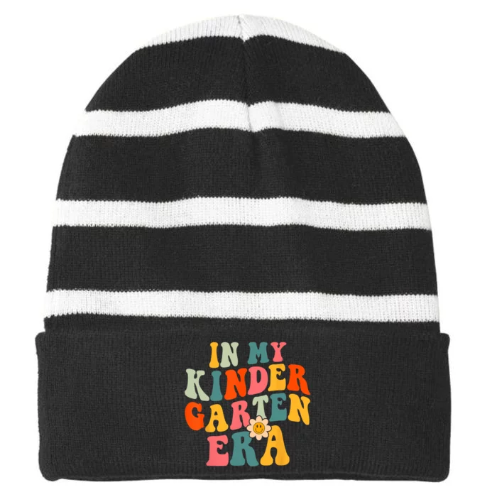 In My Kindergarten Teacher Era Shirts Kinder Groovy Retro Striped Beanie with Solid Band