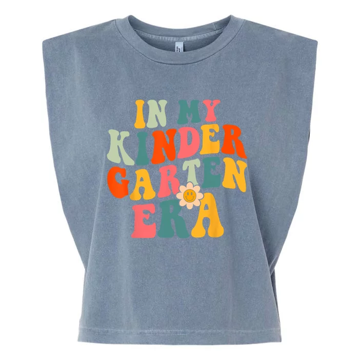 In My Kindergarten Teacher Era Shirts Kinder Groovy Retro Garment-Dyed Women's Muscle Tee